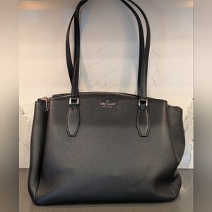 Kate Spade Black Pebbled Leather Three Compartment Tote
